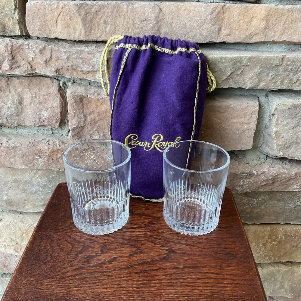 Vintage Crown Royal Whiskey Glasses with Bag